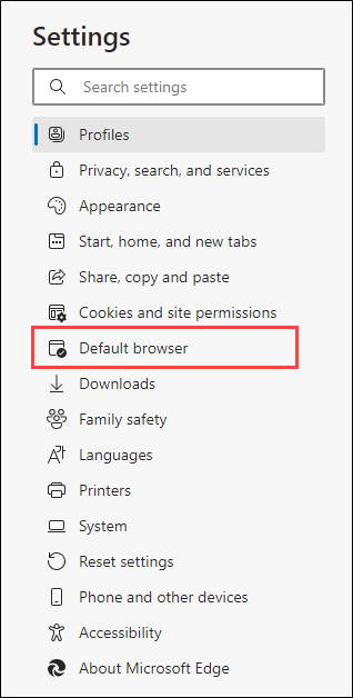 Default Browser option